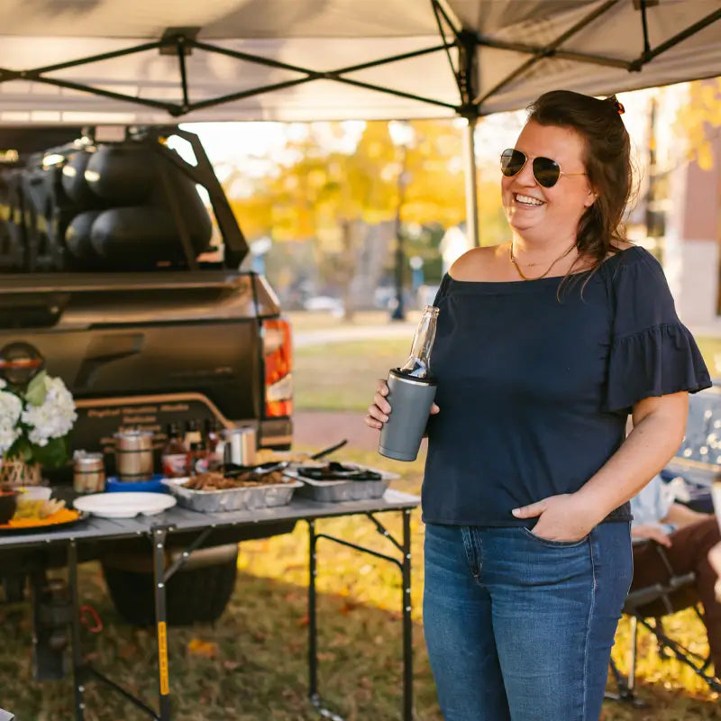Heavy-Duty Camp Slim-Fold Table XL - Choice 651 - Heavy-Duty Stainless Steel Camp Cooking Gear Detail
