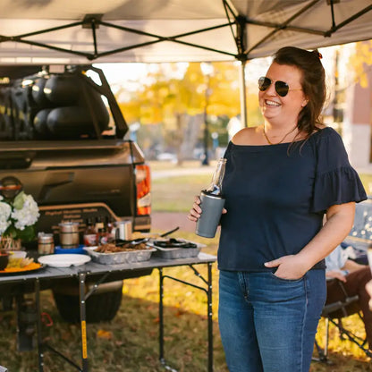 Heavy-Duty Camp Slim-Fold Table XL - Choice 651 - Heavy-Duty Stainless Steel Camp Cooking Gear Detail