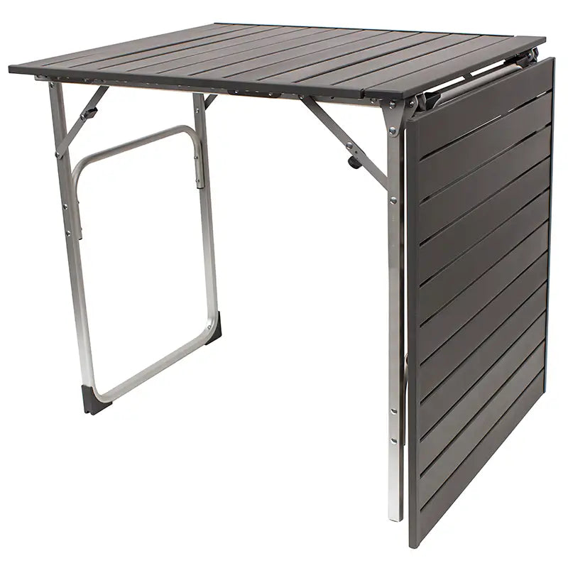 Stainless Steel BBQ Slim-Fold Table - Choice 196 - Heavy-Duty Stainless Steel Camp Cooking Gear Detail