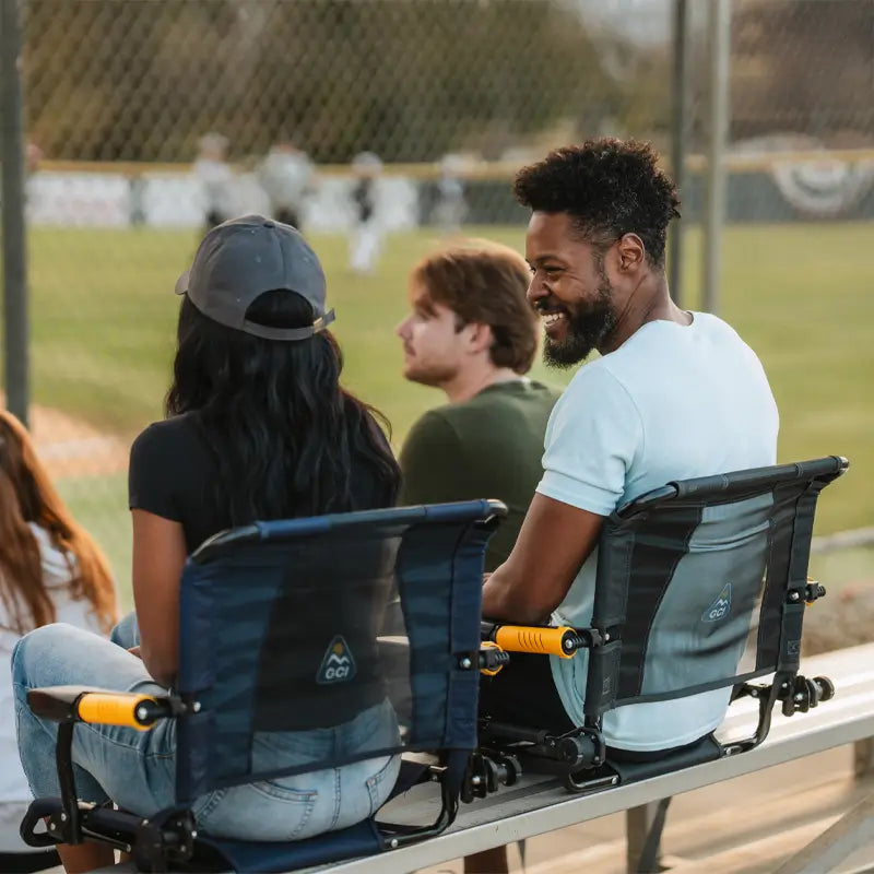 Secure-Hook Stadium Rock-Cliner - Choice 540 - Grandstand Cushion Seat with Secure Under-Bench Hooks Detail