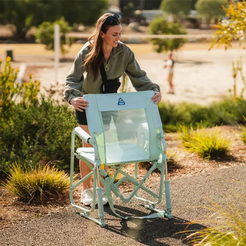 Lightweight Messenger Stowaway Rocker - Choice 794 - Premium Slim-Fold Compact Chair with Messenger Bag Detail
