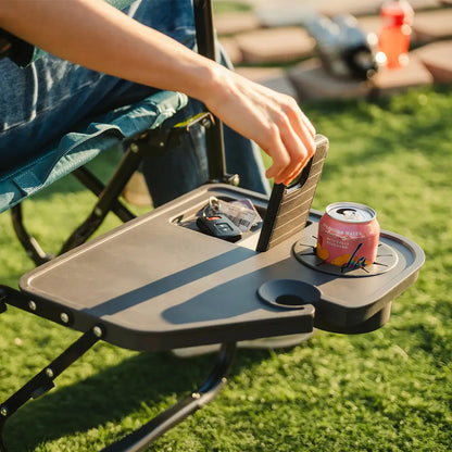 Smooth Motion Stowaway Rocker with Side Table - Choice 253 - Patented Spring-Action Rocking Chair for Camping Detail