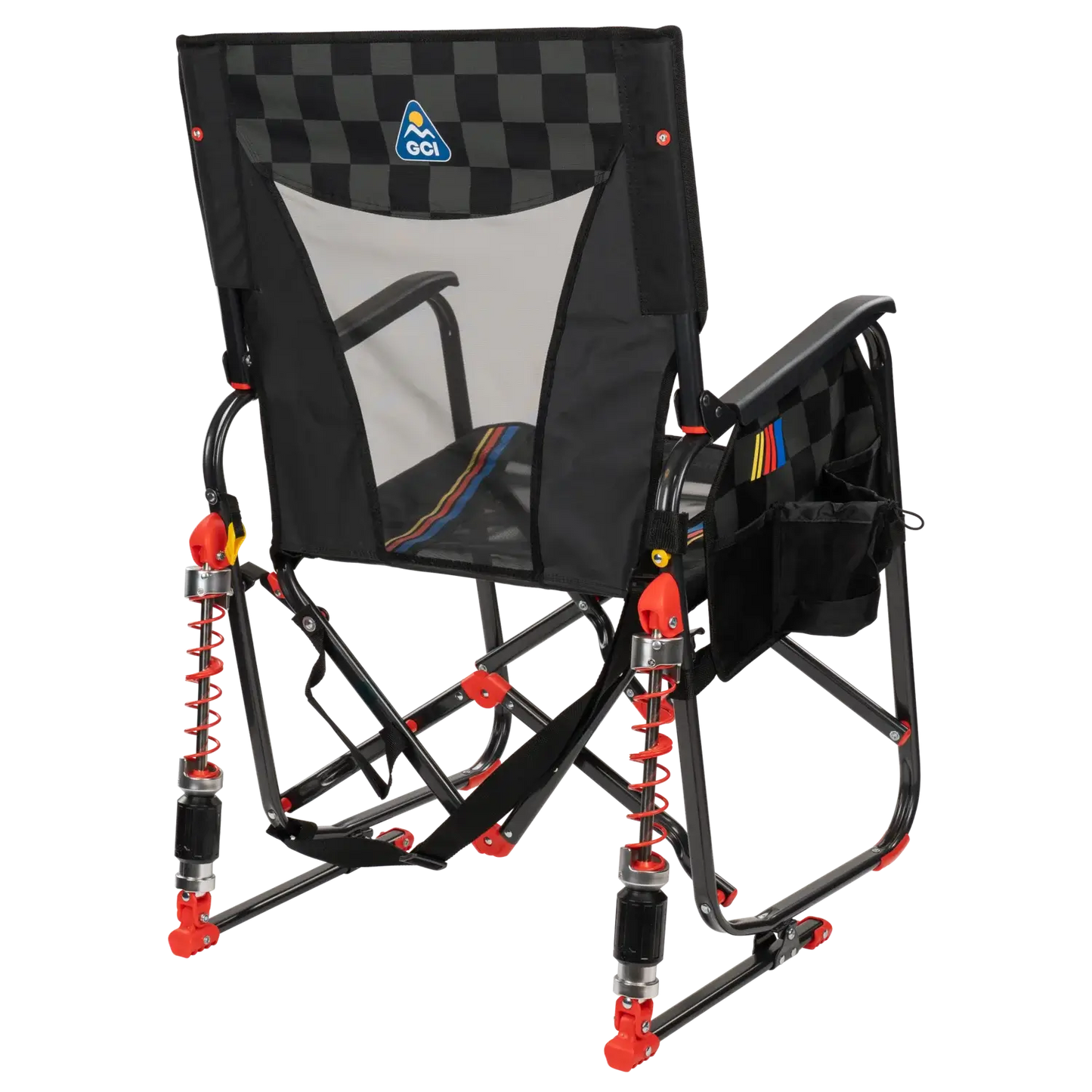 Luxury Camp Adjustable Rocker - NASCAR - Choice 899 - Heavy-Duty Kickback Rocker with Beverage Holder Detail