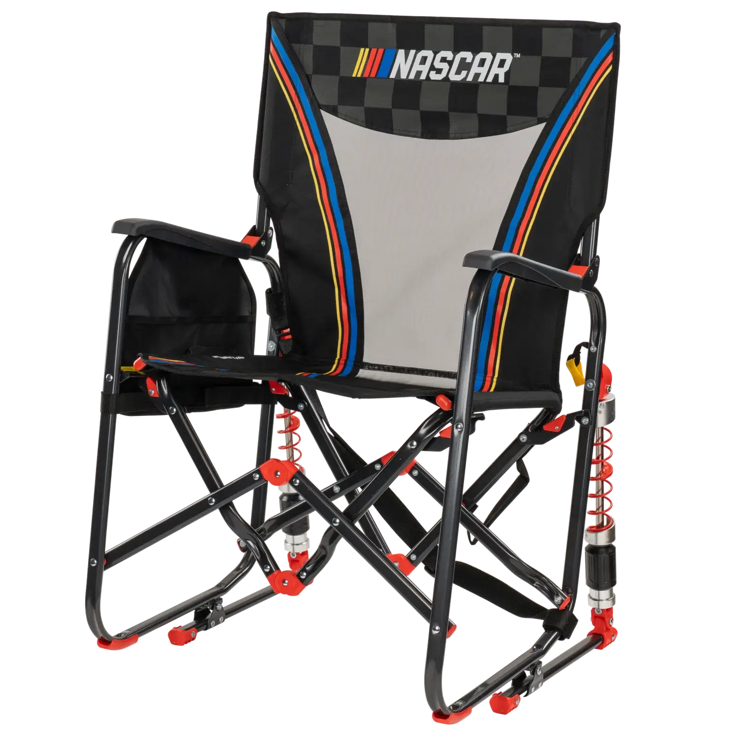 Luxury Camp Adjustable Rocker - NASCAR - Choice 899 - Heavy-Duty Kickback Rocker with Beverage Holder Detail