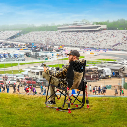 Luxury Camp Adjustable Rocker - NASCAR - Choice 899 - Heavy-Duty Kickback Rocker with Beverage Holder Detail
