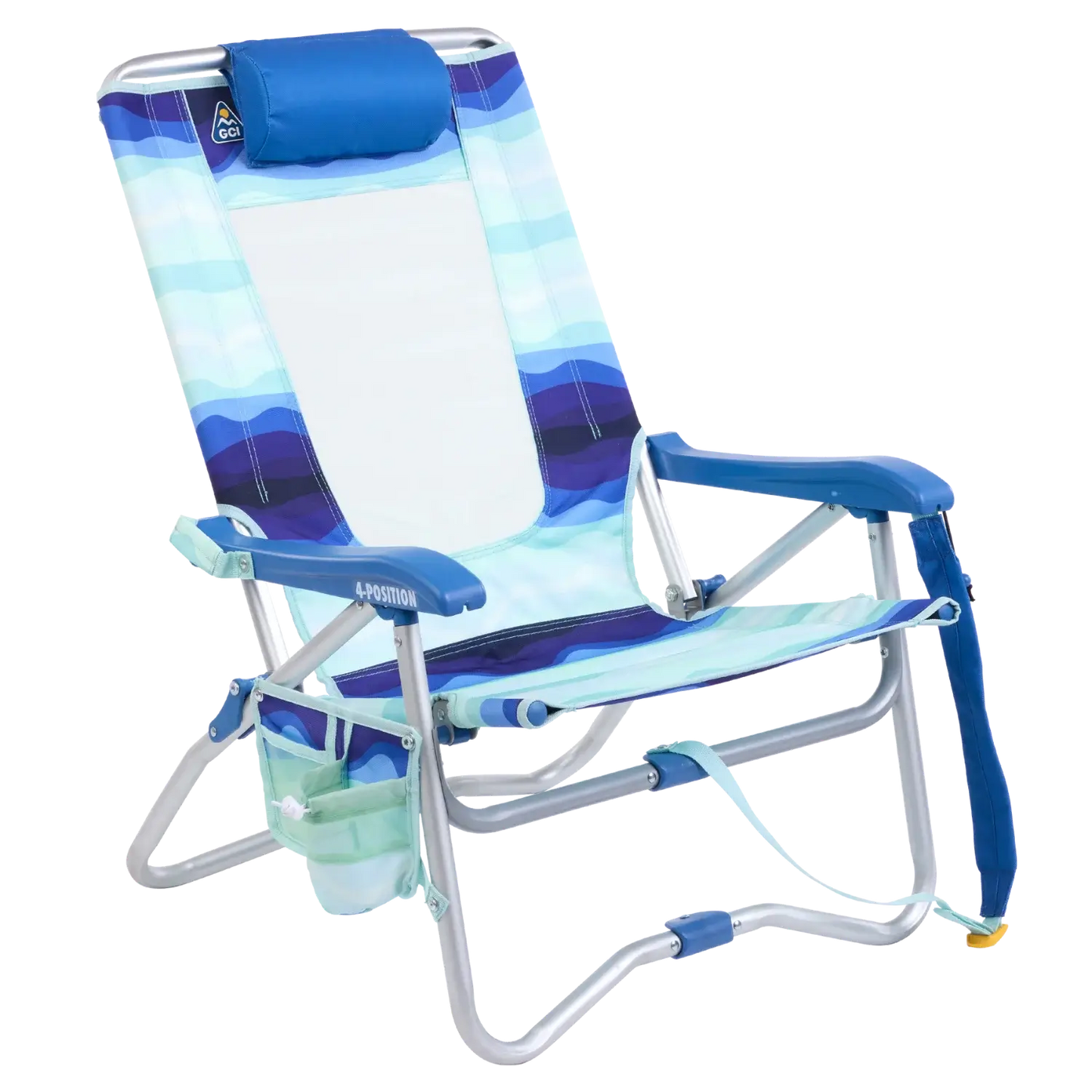 Space-Saving Pico Bi-Fold Beach Chair - Choice 601 - Pico Compact Folding Camp Chair with Carry Bag - Wave