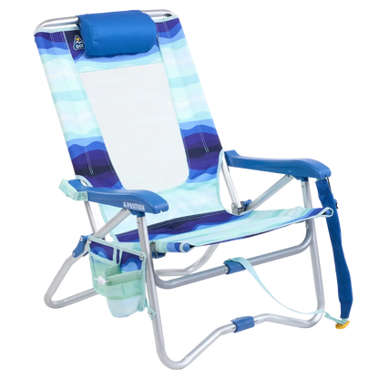 Space-Saving Pico Bi-Fold Beach Chair - Choice 601 - Pico Compact Folding Camp Chair with Carry Bag - Wave