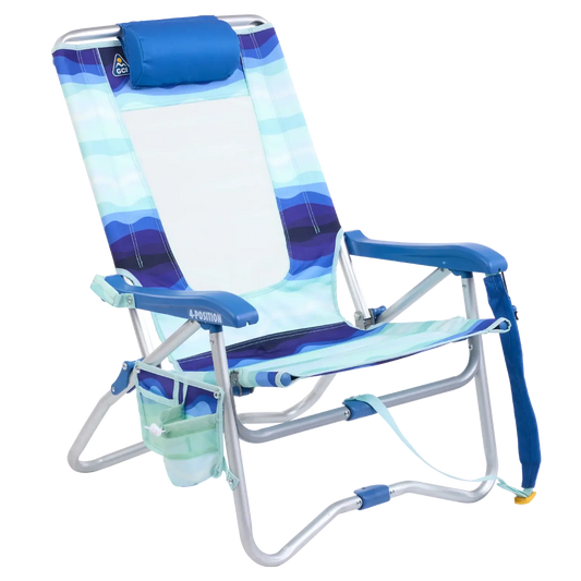 Space-Saving Pico Bi-Fold Beach Chair - Choice 601 - Pico Compact Folding Camp Chair with Carry Bag - Wave