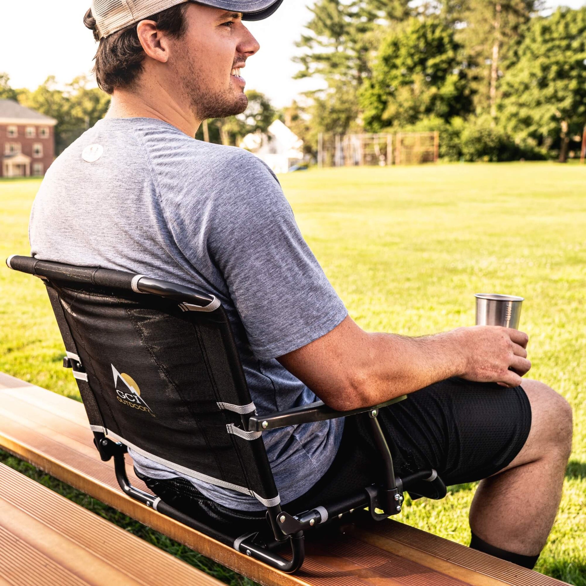 Bleacher-Friendly Big Comfort Stadium Chair with Armrests - Choice 465 - Ergonomic Portable Stadium Seat for Sports Events Detail