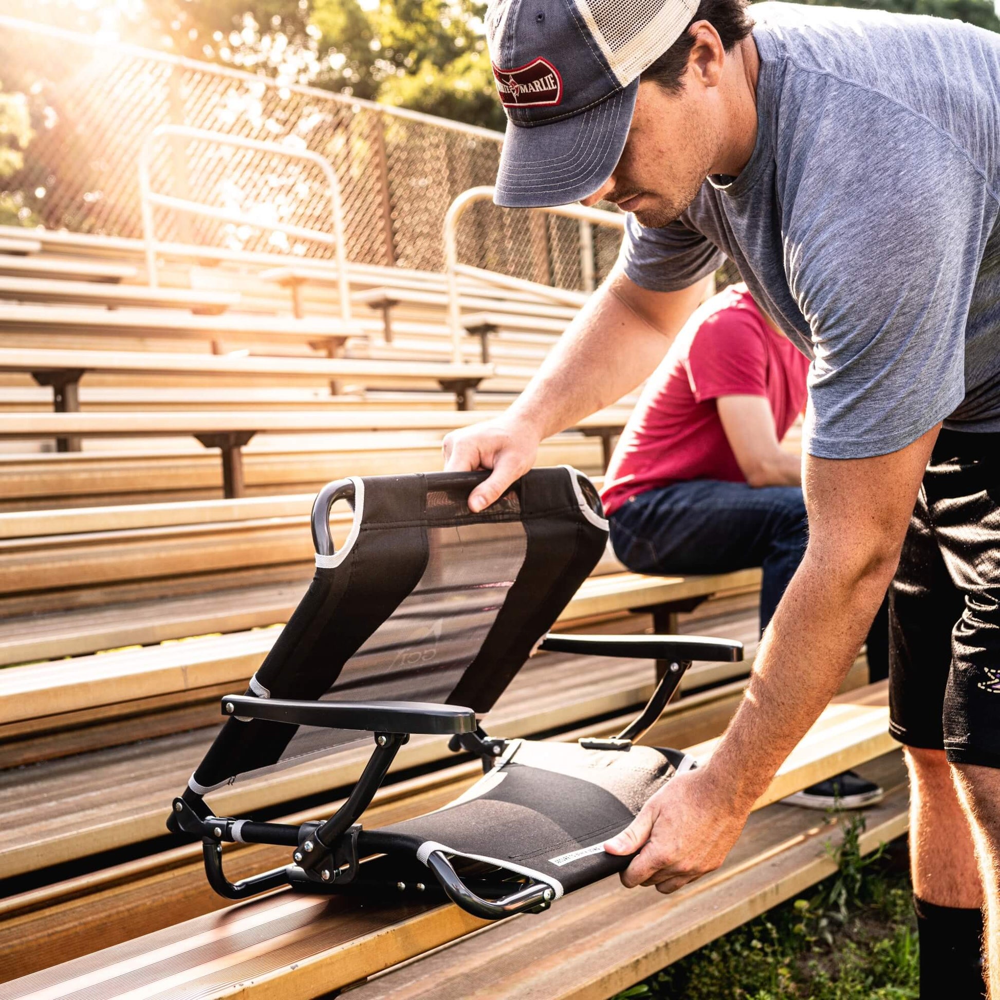 Bleacher-Friendly Big Comfort Stadium Chair with Armrests - Choice 465 - Ergonomic Portable Stadium Seat for Sports Events Detail