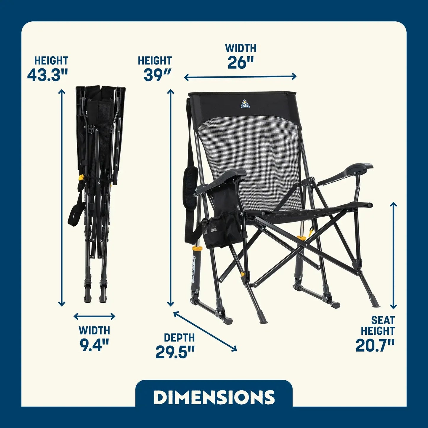 Luxury Camp BreezeRocker - Choice 504 - Freestyle Rocker Portable Outdoor Folding Chair Detail