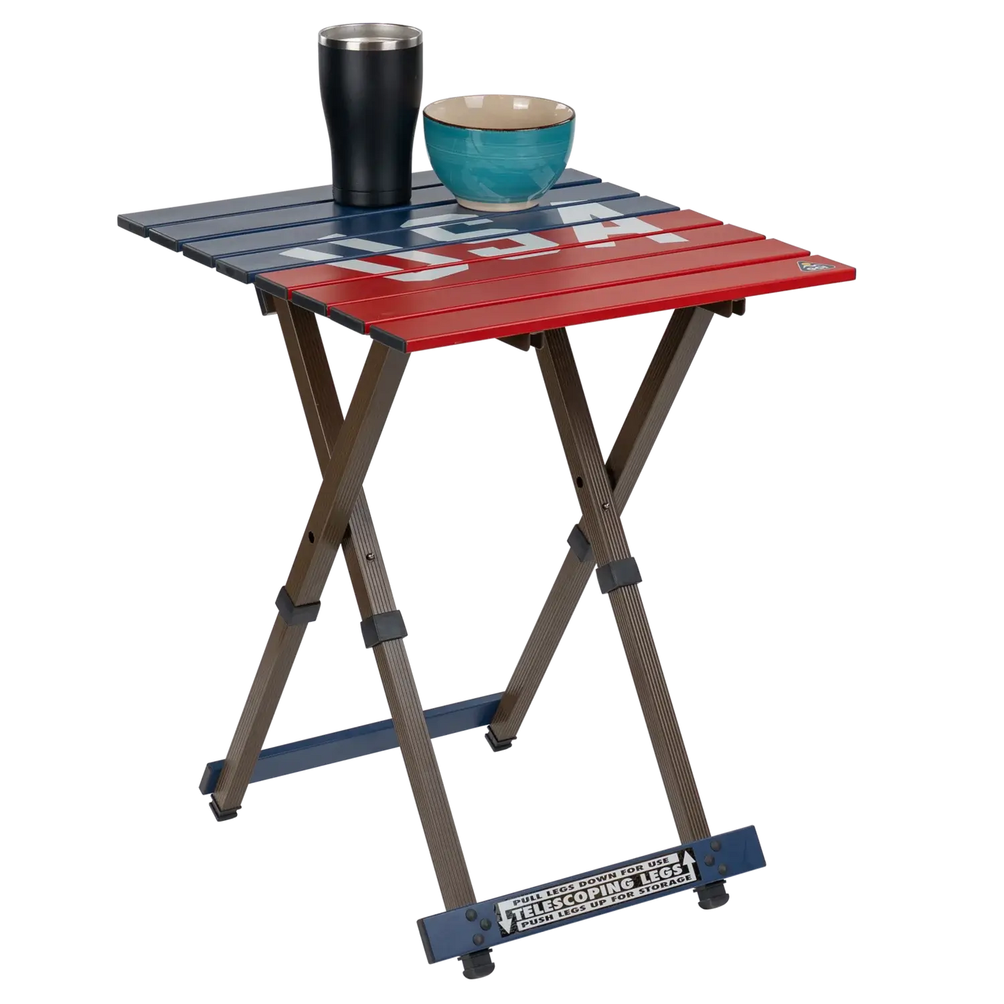 Heat-Resistant Tool Compact Camp Table 20 - USA Anniversary Deluxe - Choice 757 - Heavy-Duty Stainless Steel Camp Cooking Gear Detail