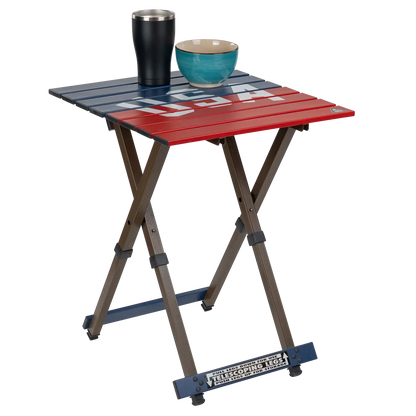 Heat-Resistant Tool Compact Camp Table 20 - USA Anniversary Deluxe - Choice 757 - Heavy-Duty Stainless Steel Camp Cooking Gear Detail