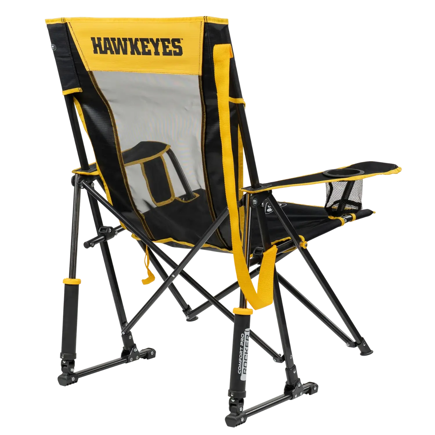 Secure-Hook College Comfort Pro Rocker - Iowa Hawkeyes - Choice 249 - Bleacher-Friendly Stadium Chair with Back Support Detail