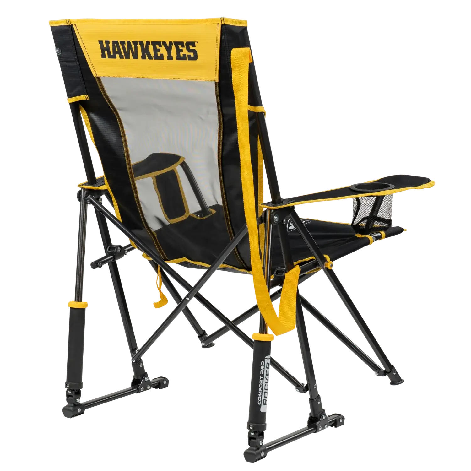 Secure-Hook College Comfort Pro Rocker - Iowa Hawkeyes - Choice 249 - Bleacher-Friendly Stadium Chair with Back Support Detail
