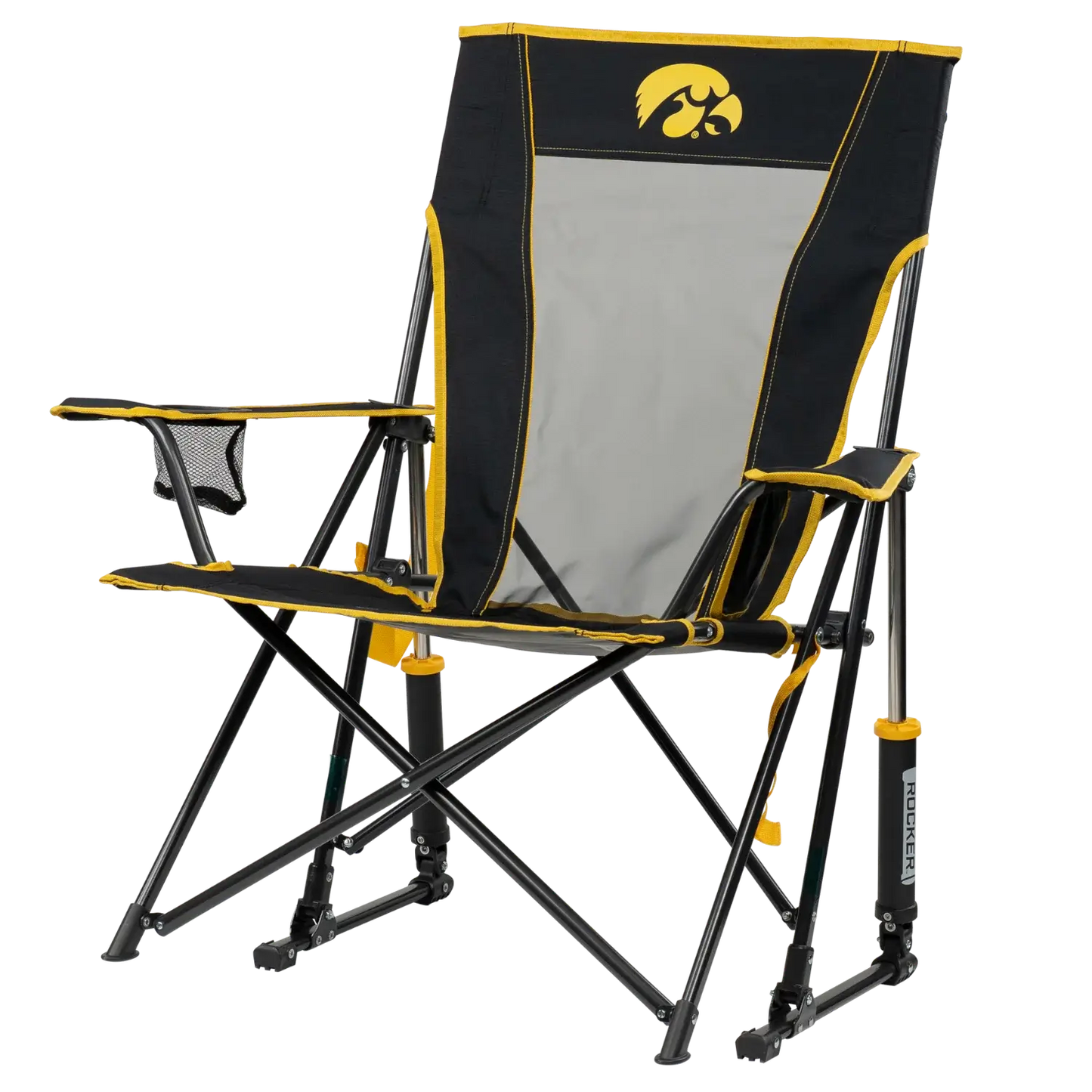Secure-Hook College Comfort Pro Rocker - Iowa Hawkeyes - Choice 249 - Bleacher-Friendly Stadium Chair with Back Support Detail