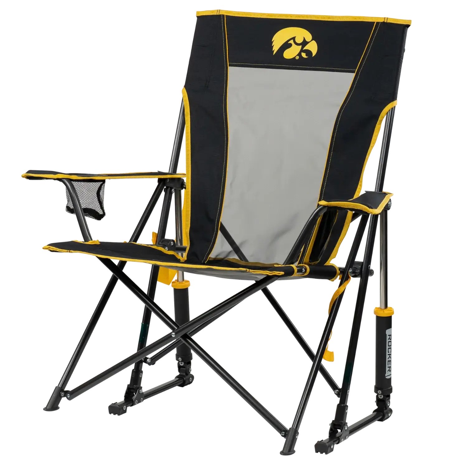Secure-Hook College Comfort Pro Rocker - Iowa Hawkeyes - Choice 249 - Bleacher-Friendly Stadium Chair with Back Support Detail