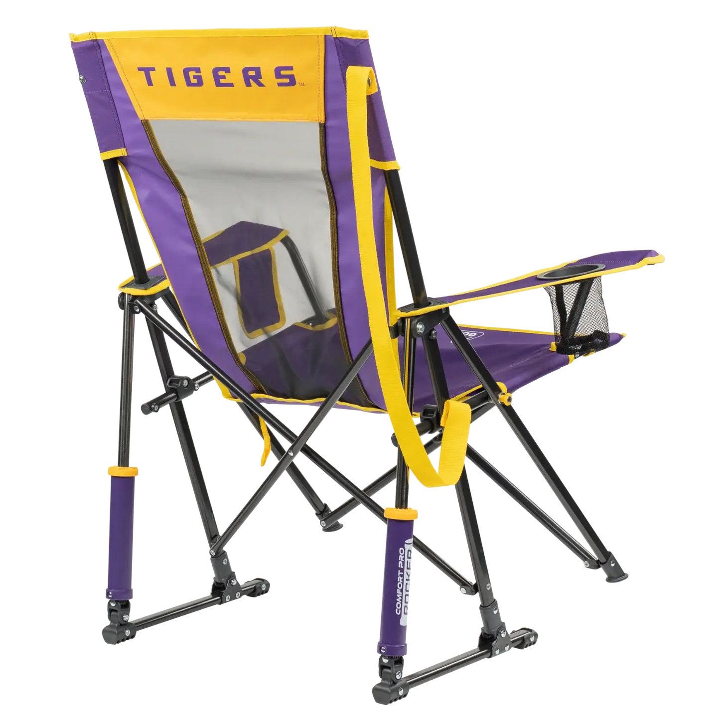 Bleacher-Friendly College Comfort Pro Rocker - LSU Tigers - Choice 880 - Lightweight Folding Bleacher Chair with Cushioning Detail