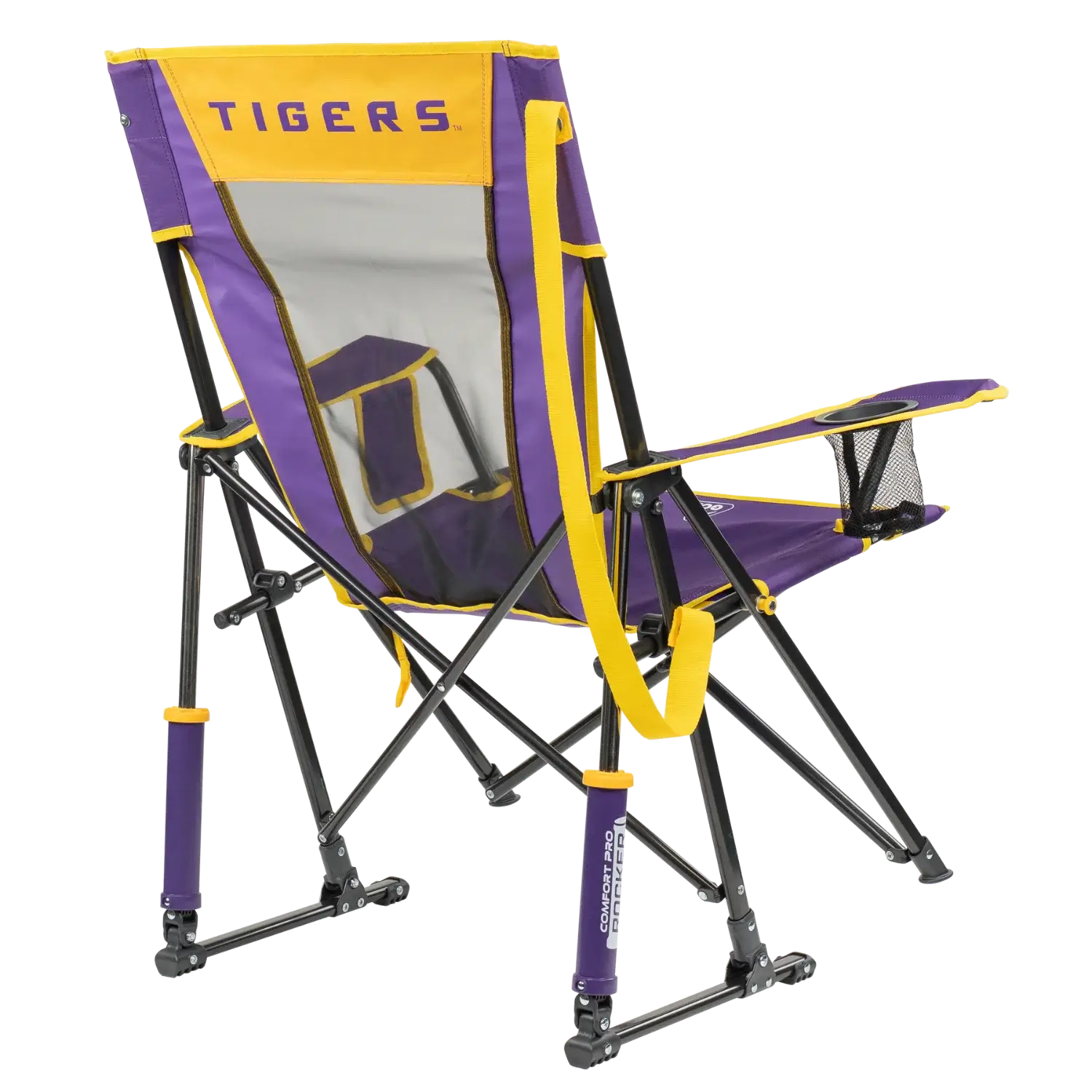 Bleacher-Friendly College Comfort Pro Rocker - LSU Tigers - Choice 880 - Lightweight Folding Bleacher Chair with Cushioning Detail