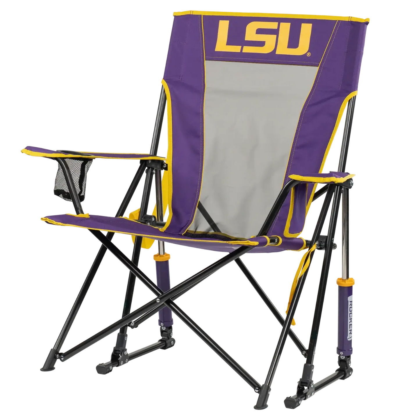 Bleacher-Friendly College Comfort Pro Rocker - LSU Tigers - Choice 880 - Lightweight Folding Bleacher Chair with Cushioning Detail