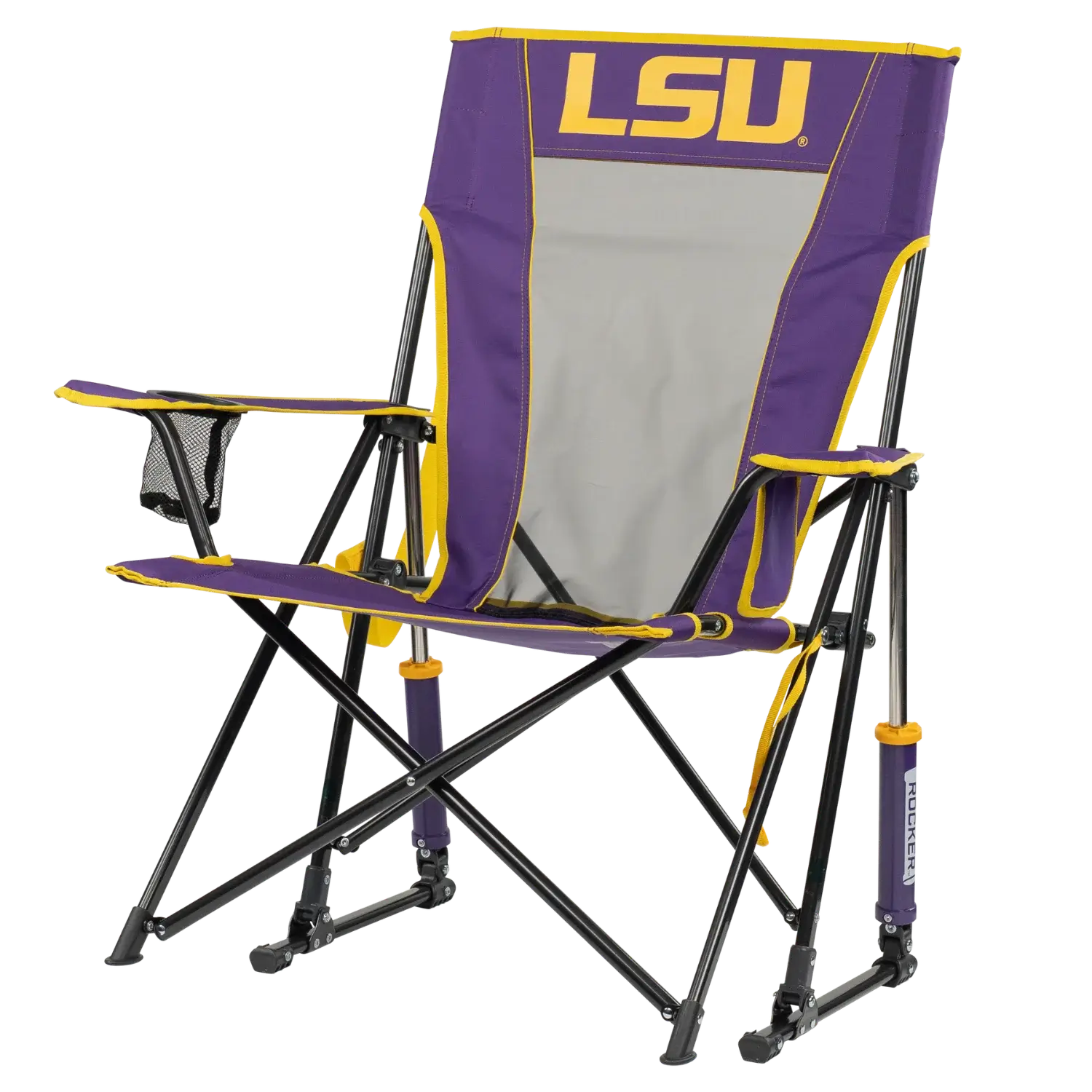 Bleacher-Friendly College Comfort Pro Rocker - LSU Tigers - Choice 880 - Lightweight Folding Bleacher Chair with Cushioning Detail
