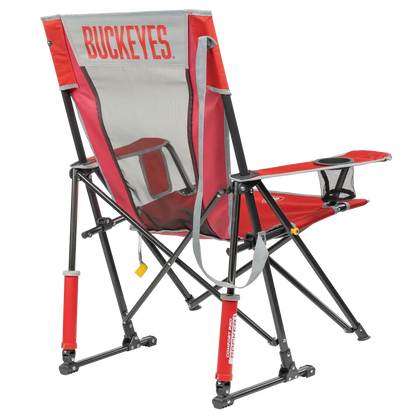 Ergonomic Back-Support College Comfort Pro Rocker - Ohio State Buckeyes - Choice 676 - Grandstand Cushion Seat with Secure Under-Bench Hooks Detail