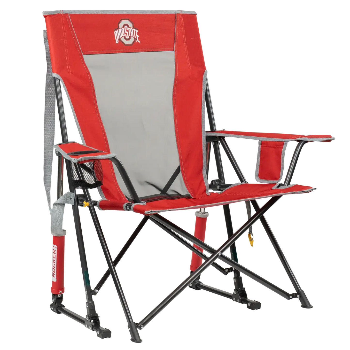 Ergonomic Back-Support College Comfort Pro Rocker - Ohio State Buckeyes - Choice 676 - Grandstand Cushion Seat with Secure Under-Bench Hooks - Default Title