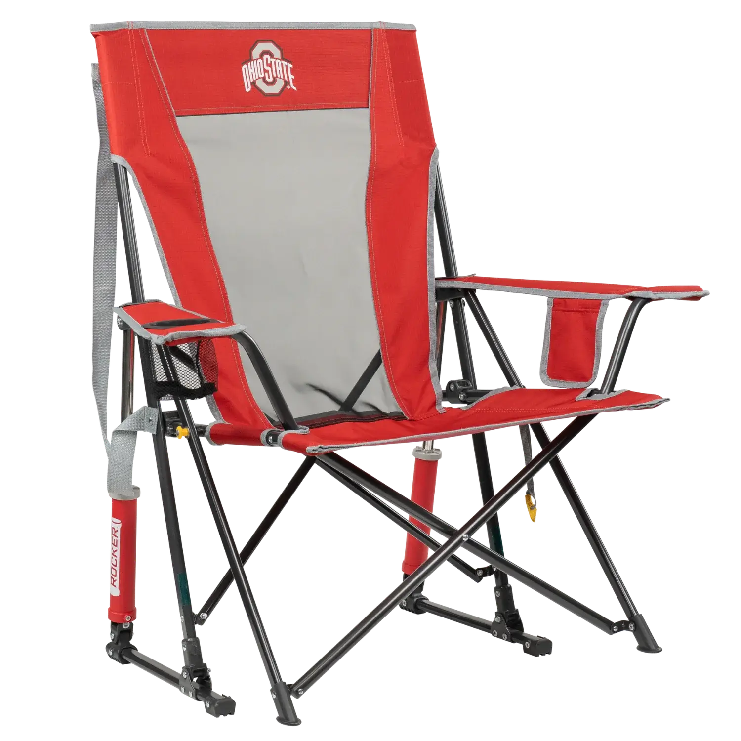 Ergonomic Back-Support College Comfort Pro Rocker - Ohio State Buckeyes - Choice 676 - Grandstand Cushion Seat with Secure Under-Bench Hooks - Default Title
