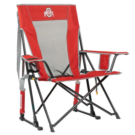 Ergonomic Back-Support College Comfort Pro Rocker - Ohio State Buckeyes - Choice 676 - Grandstand Cushion Seat with Secure Under-Bench Hooks - Default Title