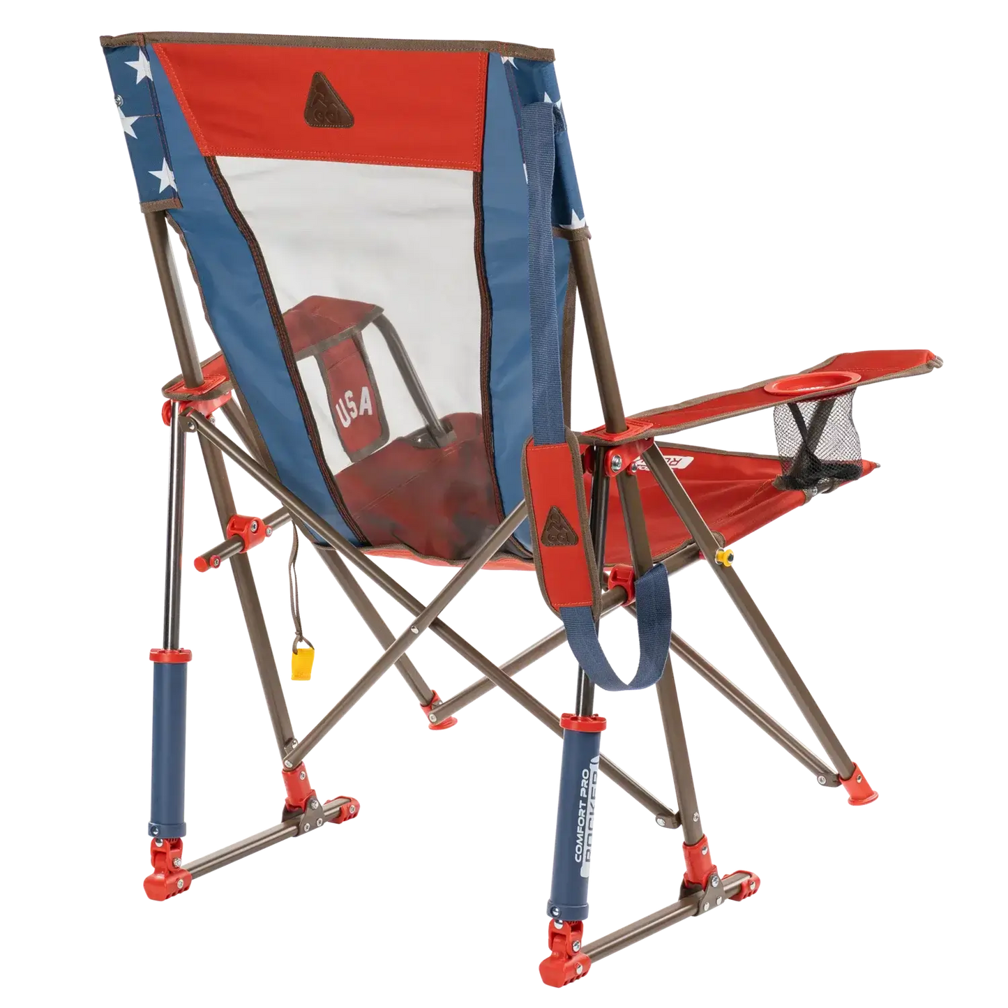 Heavy-Duty Freestyle Comfort Pro Rocker - USA Anniversary Deluxe - Choice 424 - RoadTrip Rocker Smooth Motion Camp Chair Detail