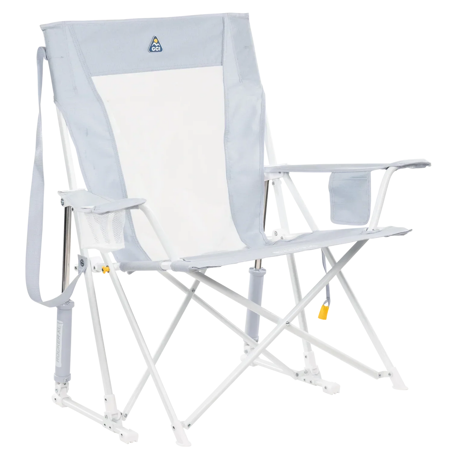 Patented Spring-Action Comfort Pro Rocker XL - Choice 107 - Heavy-Duty Kickback Rocker with Beverage Holder - Heathered Light Blue