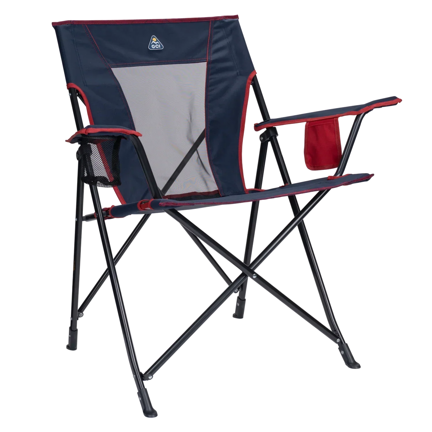 Ultra-Compact Comfort Quad Chair - Choice 989 - Ultra-Lightweight Telescoping PackSeat Travel Stool - Indigo/Red