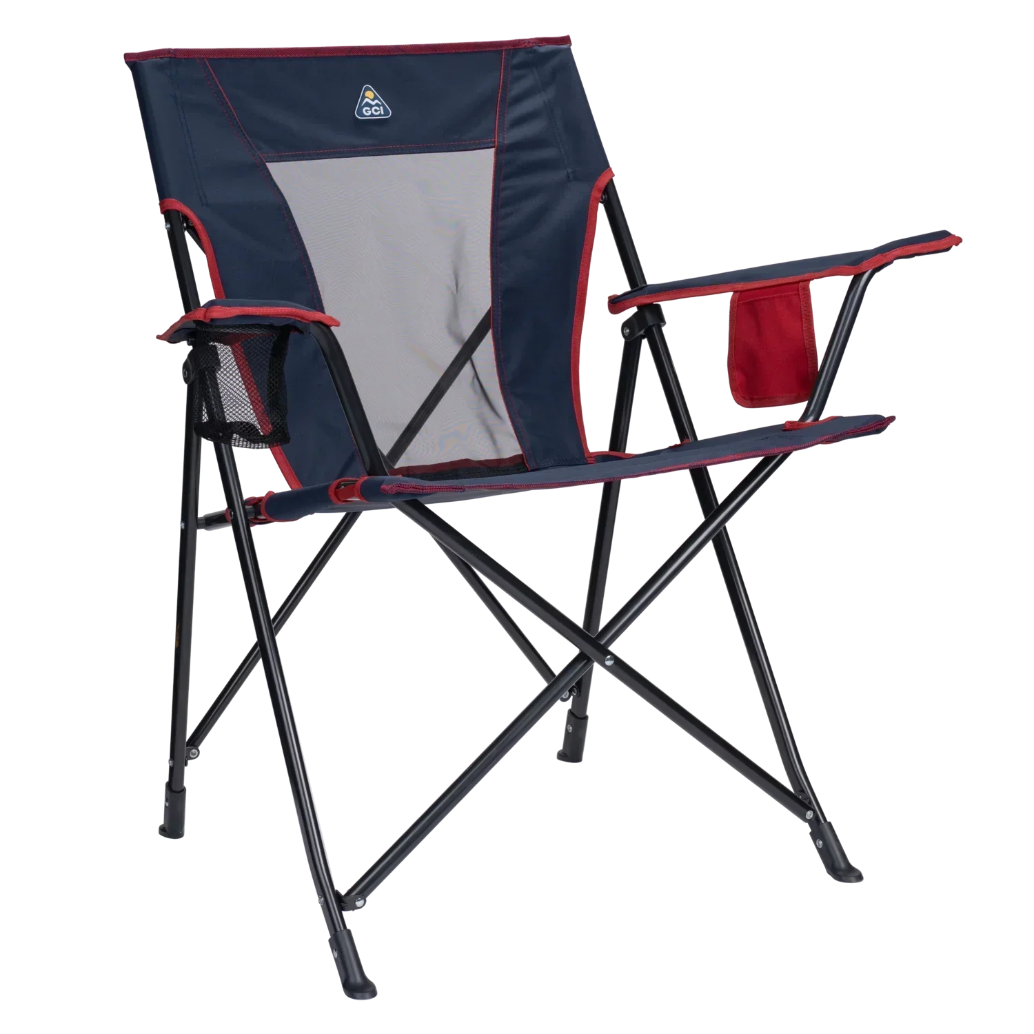 Ultra-Compact Comfort Quad Chair - Choice 989 - Ultra-Lightweight Telescoping PackSeat Travel Stool - Indigo/Red