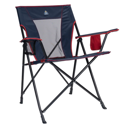 Ultra-Compact Comfort Quad Chair - Choice 989 - Ultra-Lightweight Telescoping PackSeat Travel Stool - Indigo/Red