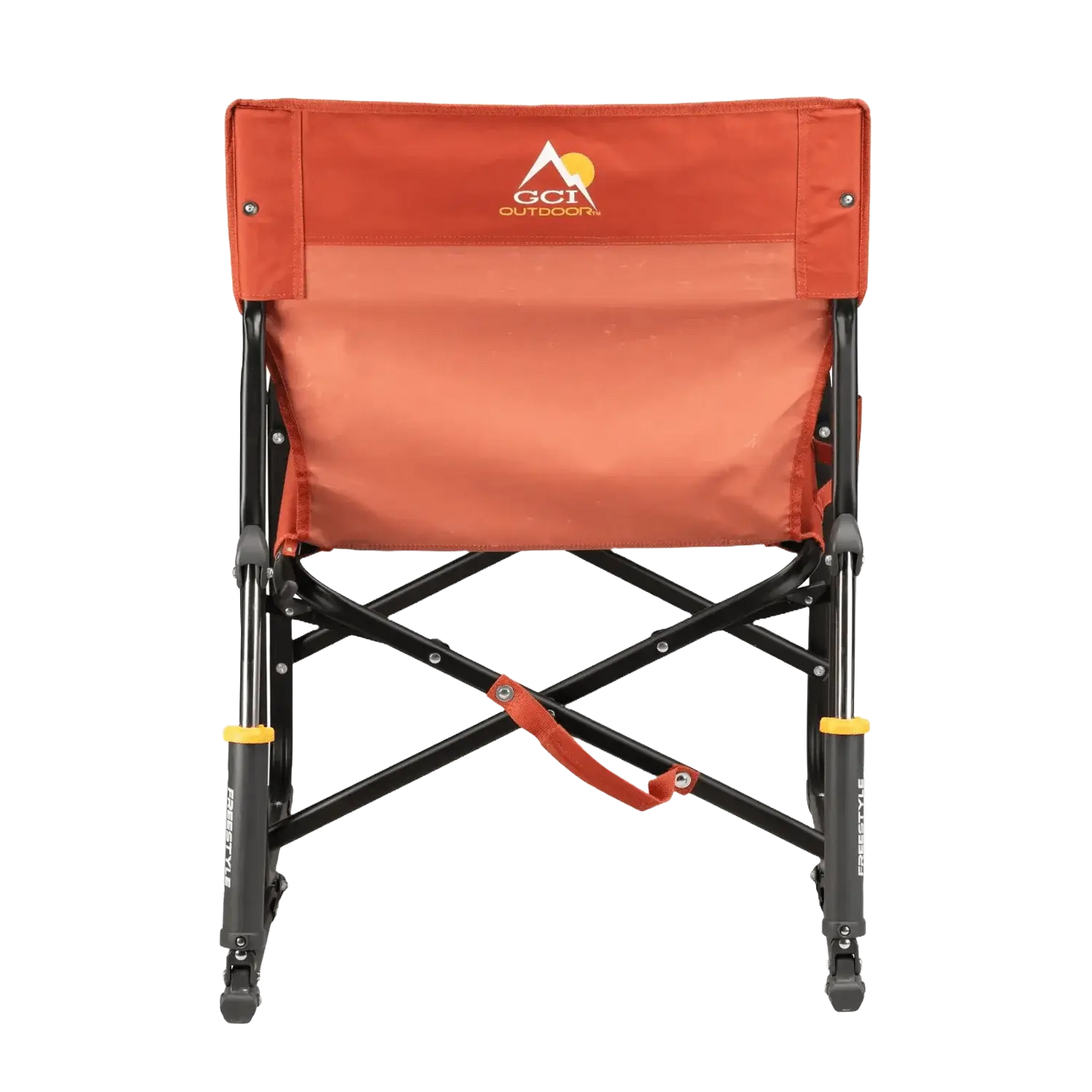 Luxury Camp Freestyle Rocker - Pumpkin Spice - Choice 373 - Heavy-Duty Kickback Rocker with Beverage Holder Detail