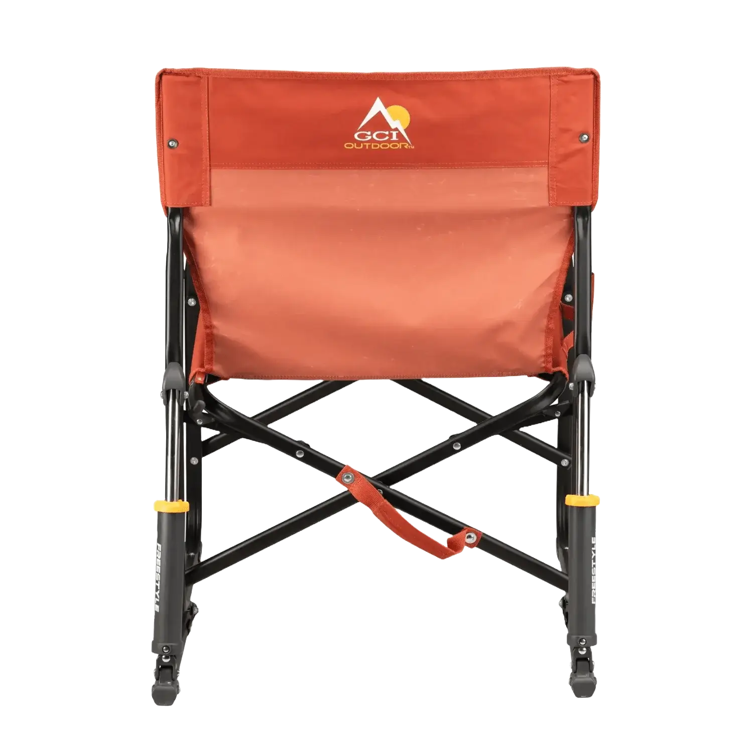Luxury Camp Freestyle Rocker - Pumpkin Spice - Choice 373 - Heavy-Duty Kickback Rocker with Beverage Holder Detail