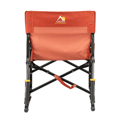 Luxury Camp Freestyle Rocker - Pumpkin Spice - Choice 373 - Heavy-Duty Kickback Rocker with Beverage Holder Detail