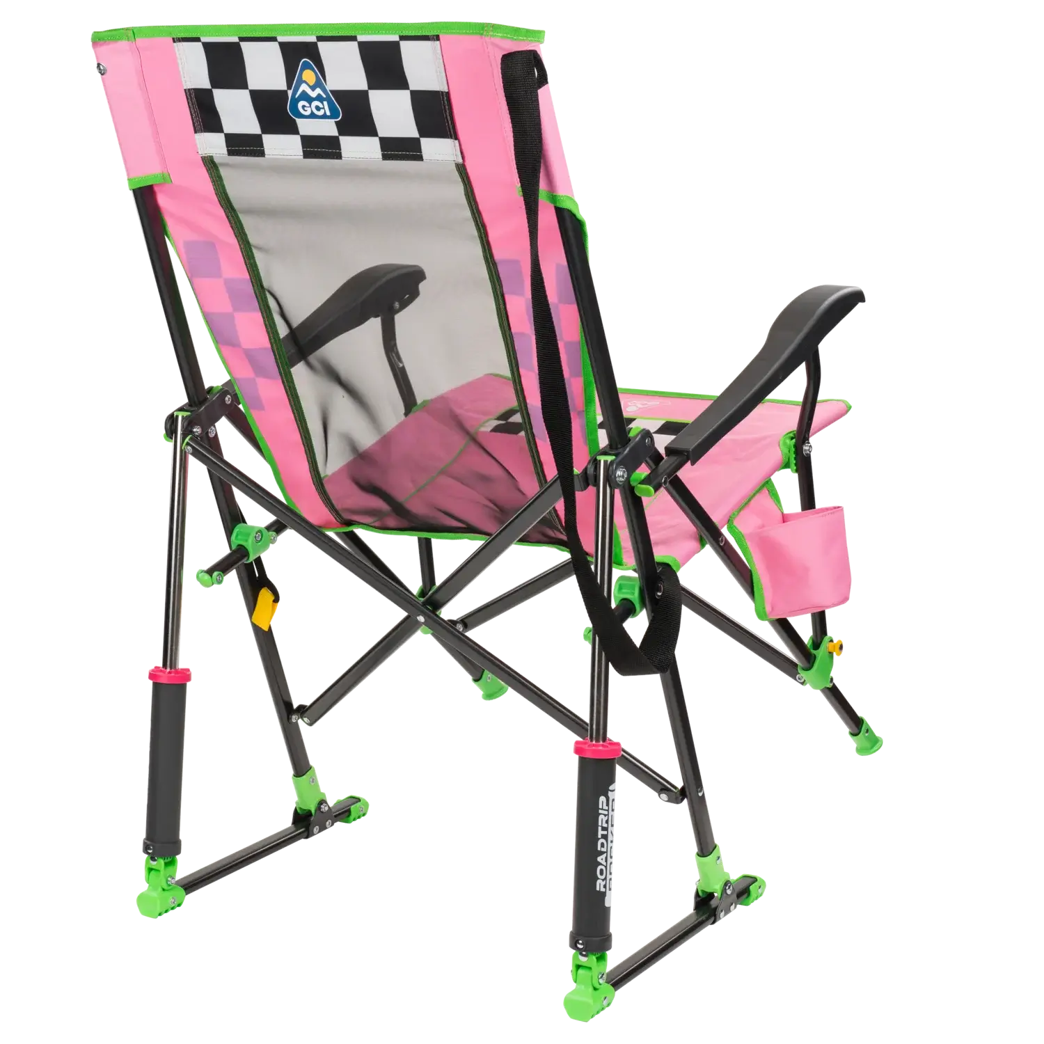 Heavy-Duty Freestyle RoadTrip Rocker - NASCAR For Her - Choice 560 - Heavy-Duty Kickback Rocker with Beverage Holder Detail