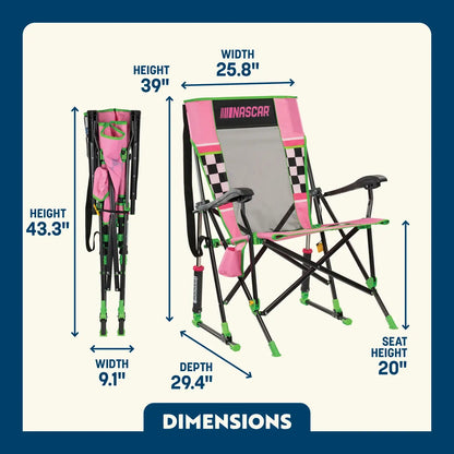 Heavy-Duty Freestyle RoadTrip Rocker - NASCAR For Her - Choice 560 - Heavy-Duty Kickback Rocker with Beverage Holder Detail