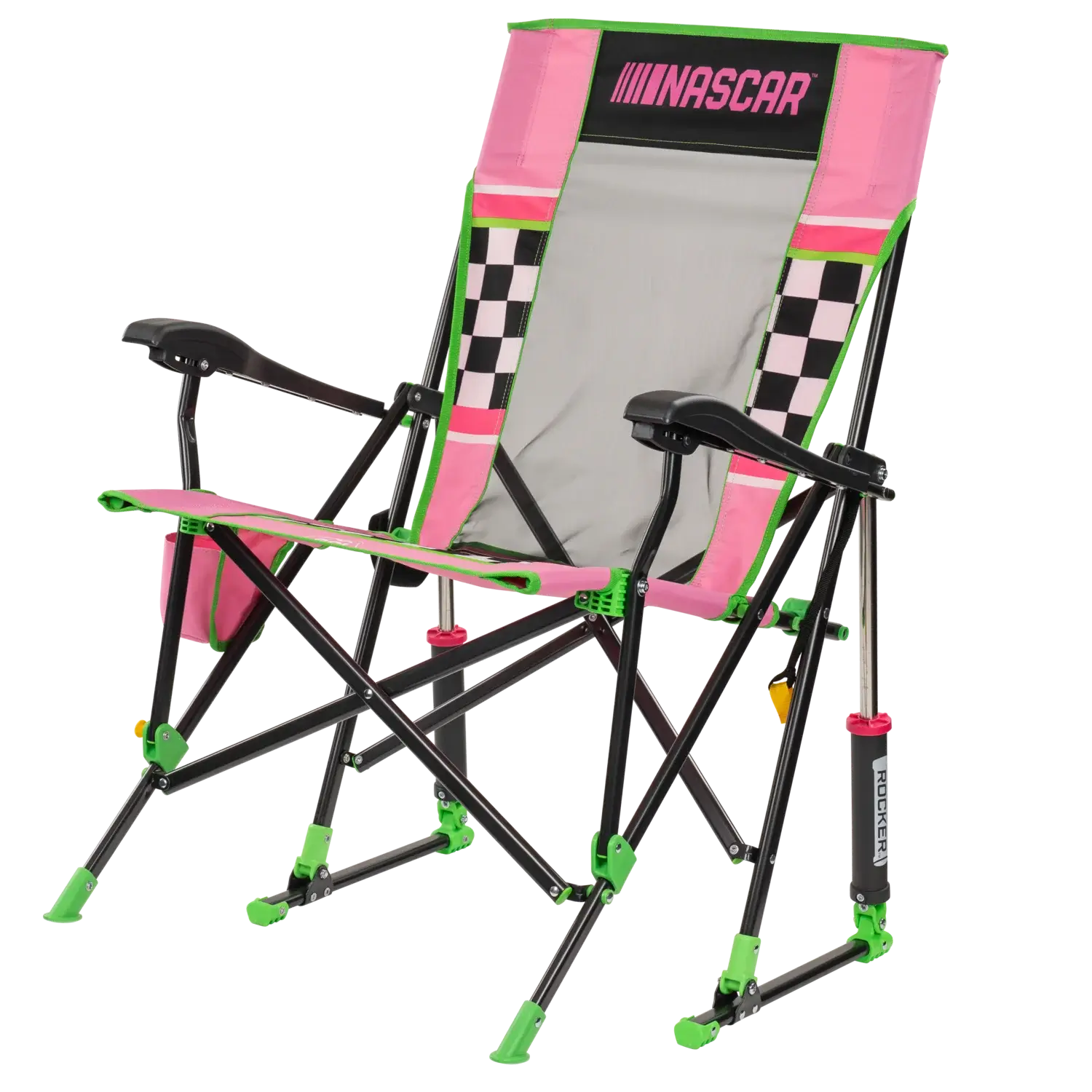 Heavy-Duty Freestyle RoadTrip Rocker - NASCAR For Her - Choice 560 - Heavy-Duty Kickback Rocker with Beverage Holder Detail