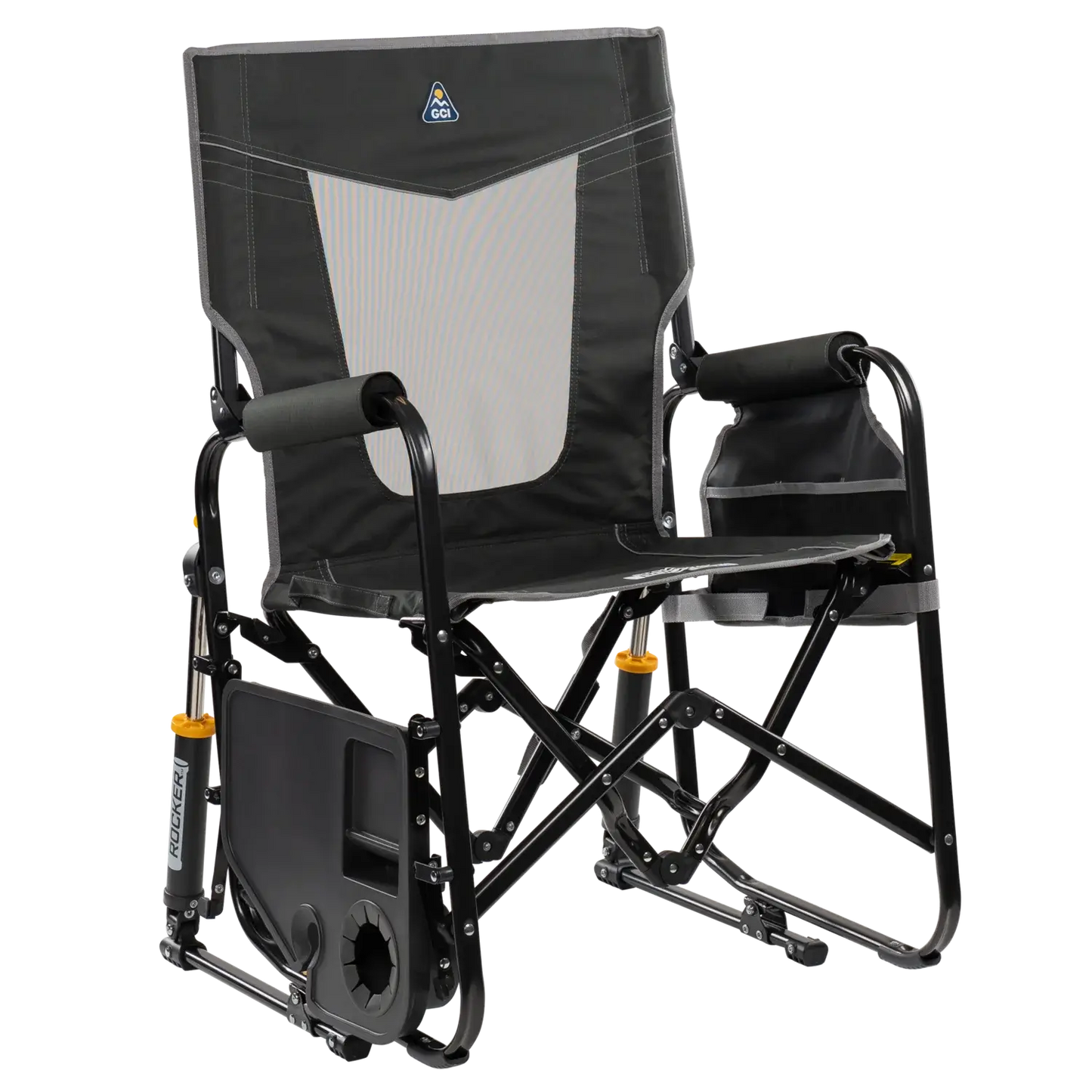 Smooth Motion Stowaway Rocker with Side Table - Choice 253 - Patented Spring-Action Rocking Chair for Camping Detail