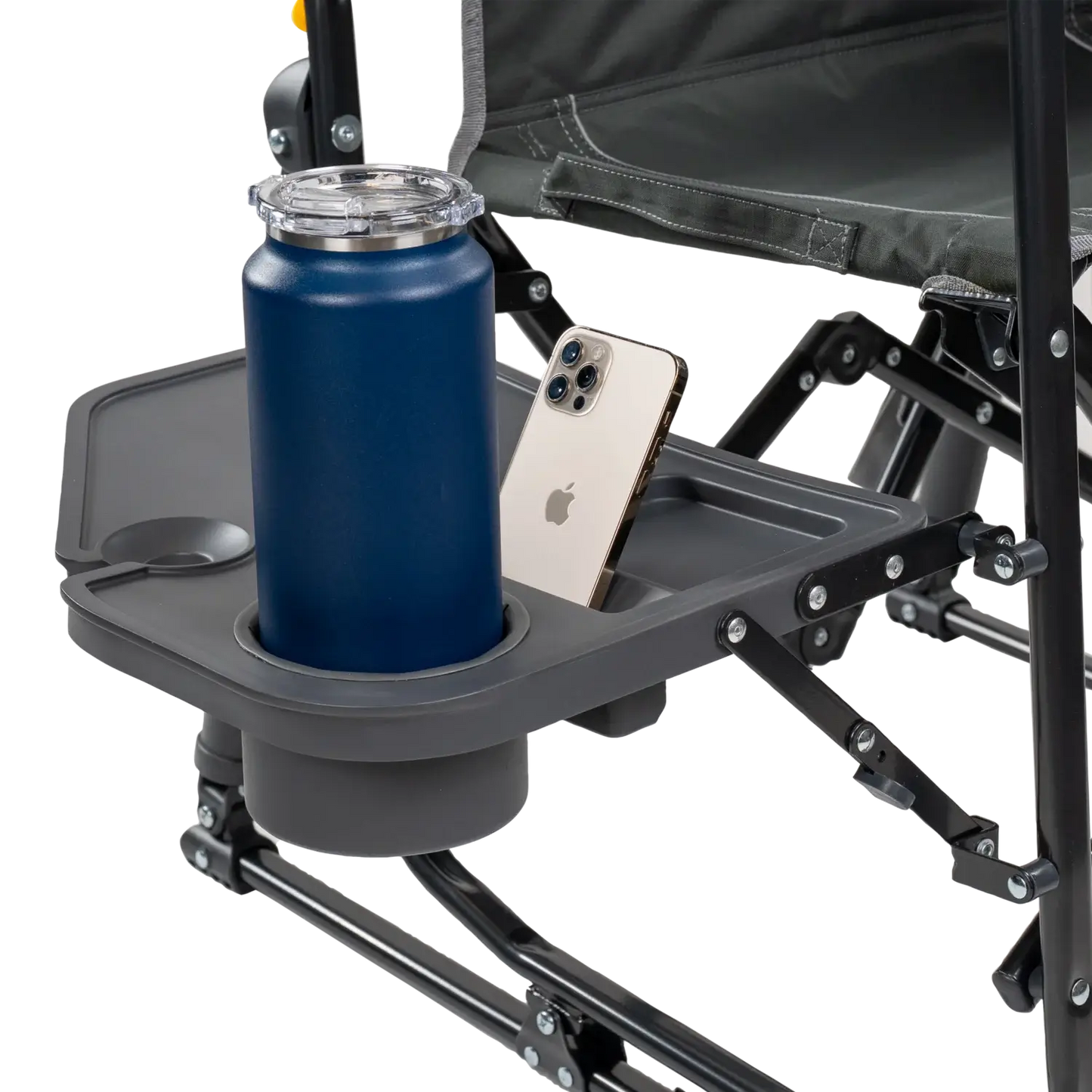 Smooth Motion Stowaway Rocker with Side Table - Choice 253 - Patented Spring-Action Rocking Chair for Camping Detail