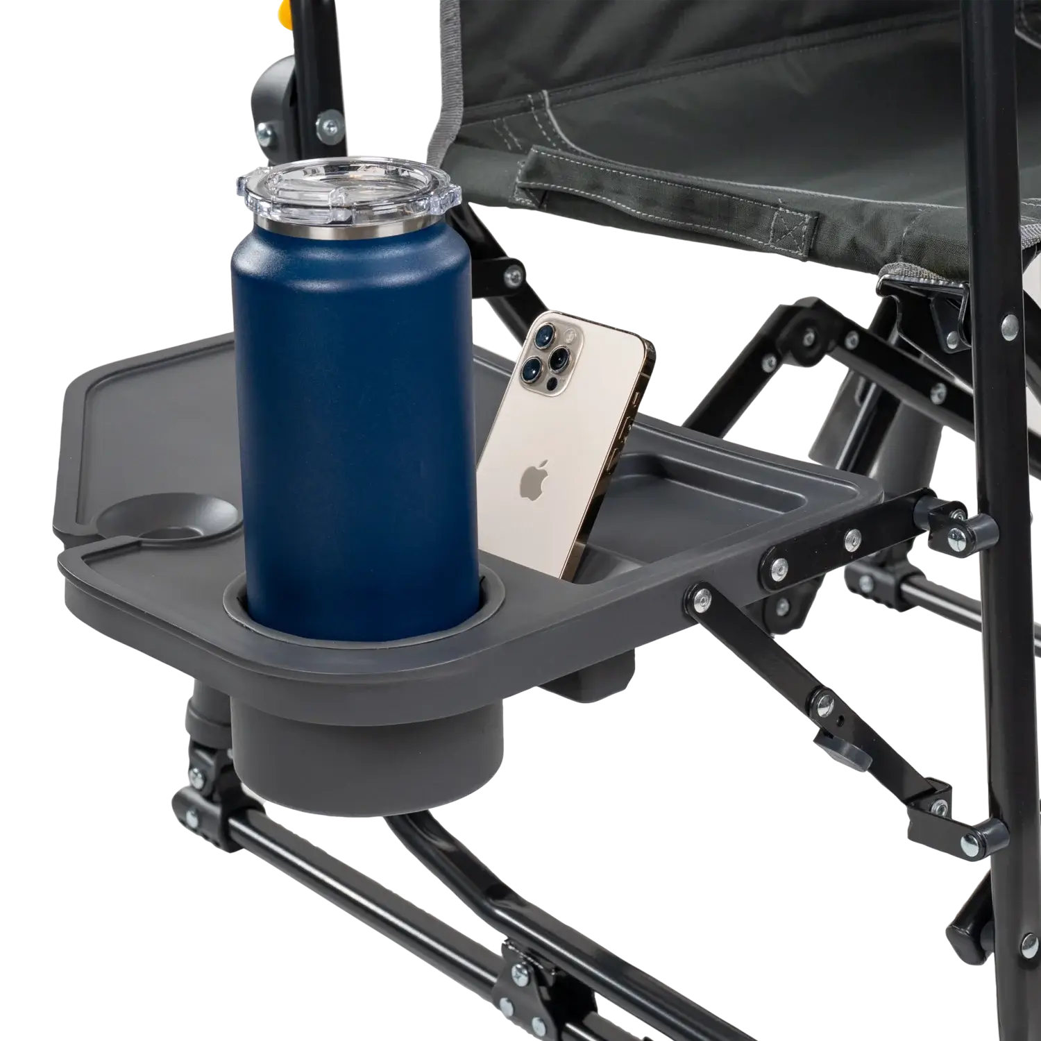 Smooth Motion Stowaway Rocker with Side Table - Choice 253 - Patented Spring-Action Rocking Chair for Camping Detail