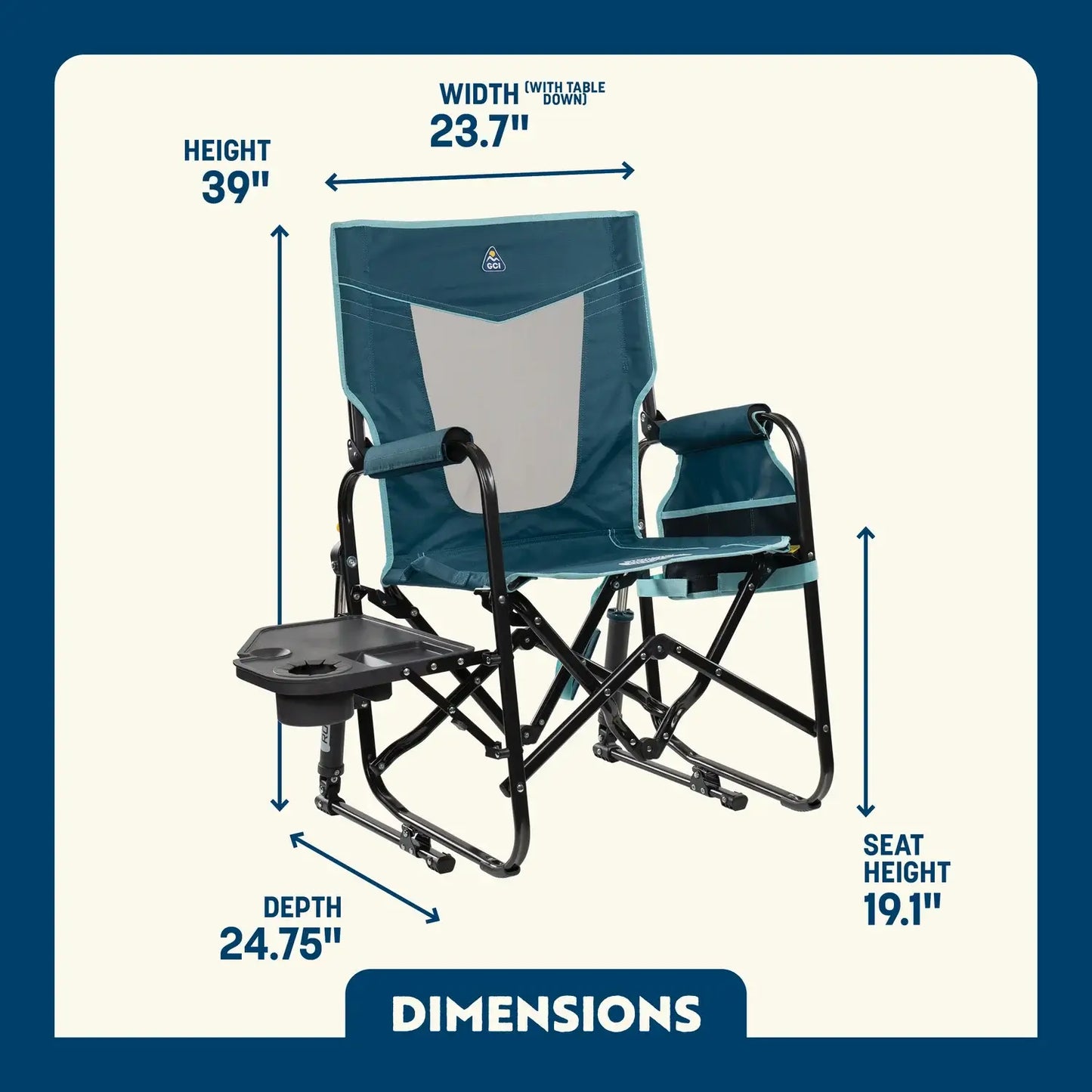 Smooth Motion Stowaway Rocker with Side Table - Choice 253 - Patented Spring-Action Rocking Chair for Camping Detail