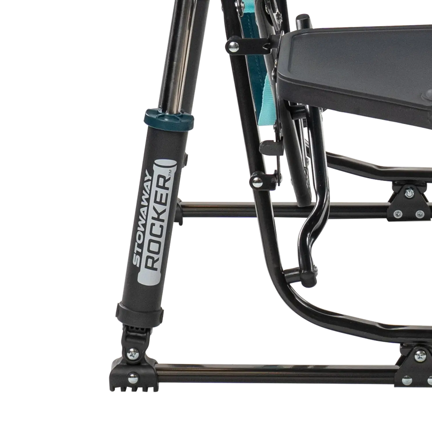Smooth Motion Stowaway Rocker with Side Table - Choice 253 - Patented Spring-Action Rocking Chair for Camping Detail