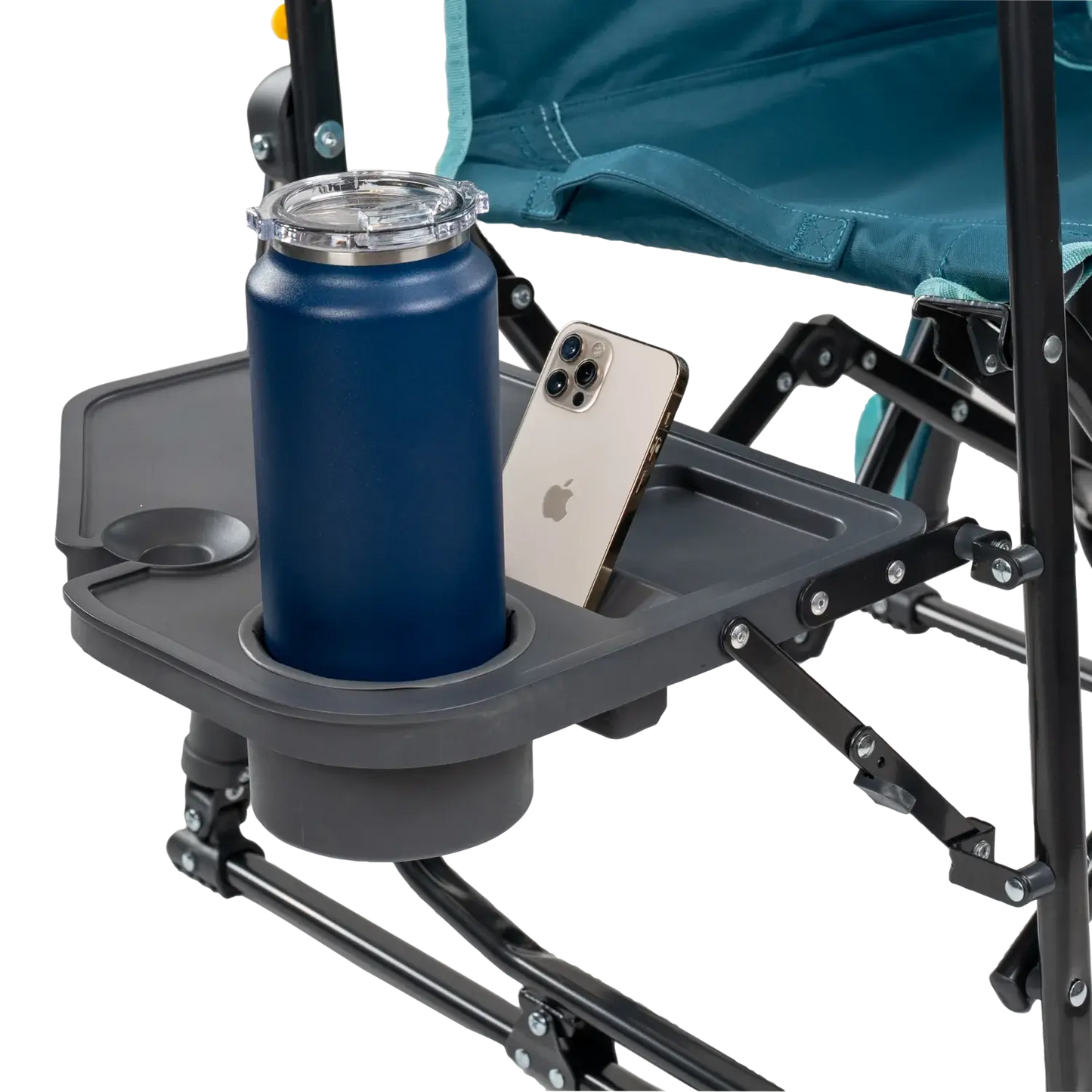 Smooth Motion Stowaway Rocker with Side Table - Choice 253 - Patented Spring-Action Rocking Chair for Camping Detail