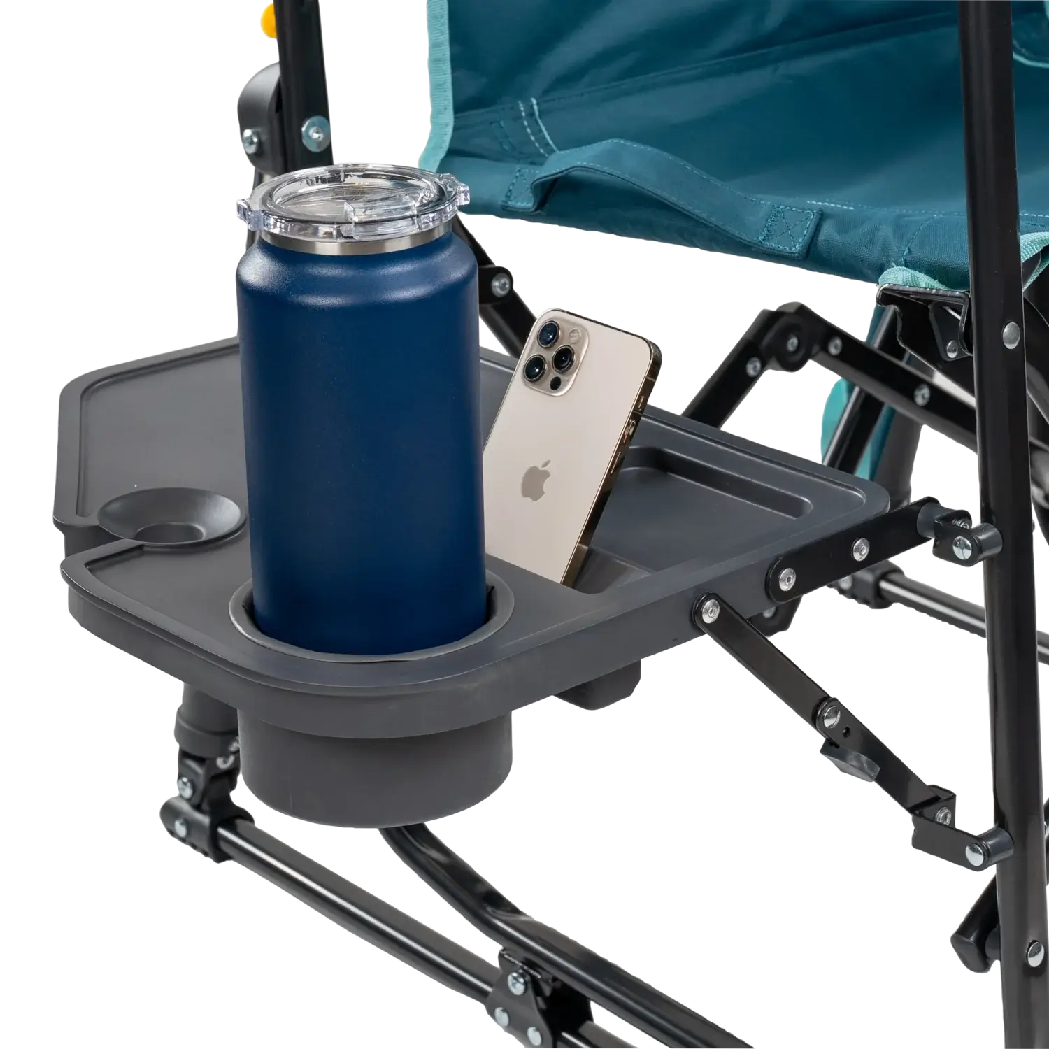 Smooth Motion Stowaway Rocker with Side Table - Choice 253 - Patented Spring-Action Rocking Chair for Camping Detail
